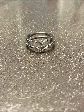 jcpenney Silver V-Stack Pavé Ring Set
